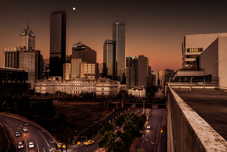 city from high vantage point urban landscape